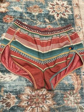 Aviator Nation Rust Multi Striped Retro Lounge Shorts